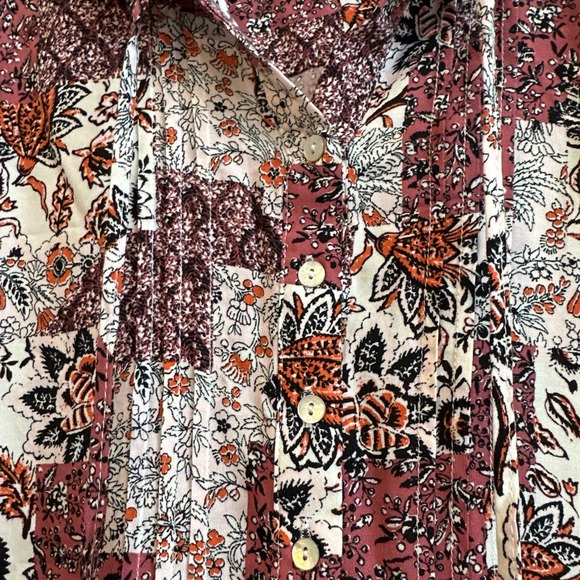 Jane and Delancey Size Large Pink / Mauve Tones Floral Boho Popover Blouse - Picture 2 of 6